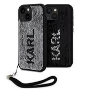 Karl Lagerfeld Sequins Reversible Zadní Kryt pro iPhone 15 Black/Silver