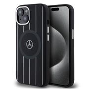 Mercedes Liquid Silicon Stripes Pattern MagSafe Zadní Kryt pro iPhone 15 Black 