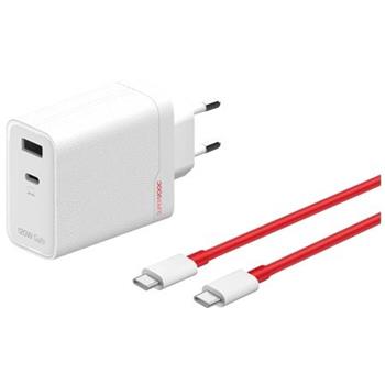 OnePlus SUPERVOOC 120W Dual USB-A + USB-C Cestovní Nabíječka + USB-C/USB-C Kabel White