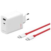 OnePlus SUPERVOOC 120W Dual USB-A + USB-C Cestovní Nabíječka + USB-C/USB-C Kabel White