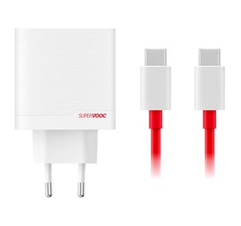 OnePlus SUPERVOOC 80W GaN Dual USB-A + USB-C Cestovní Nabíječka + USB-C/USB-C Kabel White