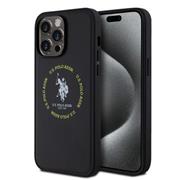 U.S. Polo PU Leather Printed Round Double Horse MagSafe Zadní Kryt pro iPhone 15 Pro Max Black