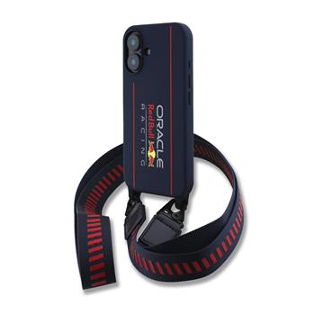 Red Bull Silicone Vertical Logo MagSafe Zadní Kryt + Crossbody Popruh pro iPhone 16 Navy