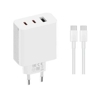 Xiaomi 2C1A (2xUSB-C,1xUSB-A) 67W GaN Cestovní Nabíječka + USB-C/USB-C 6A Datový Kabel White (Service Pack)